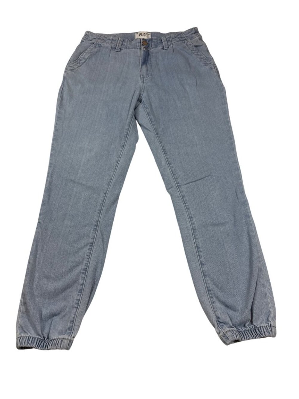 Paige Womens Blue Elastic Hem Denim Jogger Pants 27 Soft Chambray Waist (664)